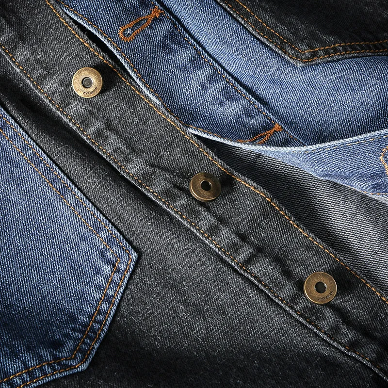 Мужская джинсовая куртка YASUOGJI осенняя уличная в стиле хип-хоп с пэчворком 2021 |