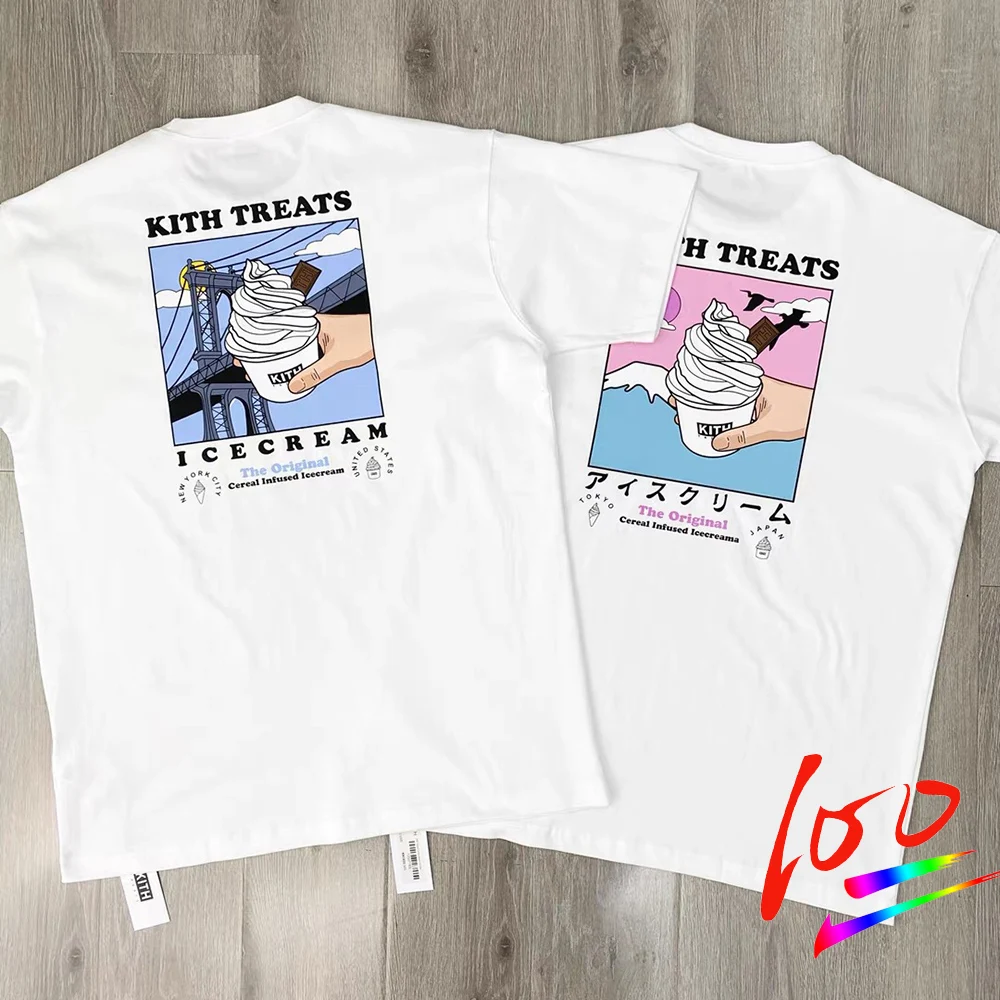 Футболки KITH TREATS ICECREAM для мужчин и женщин модная летняя брендовая одежда