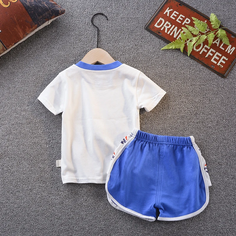 Модные летние детские хлопковые футболки Cola Короткие комплекты одежды из 2