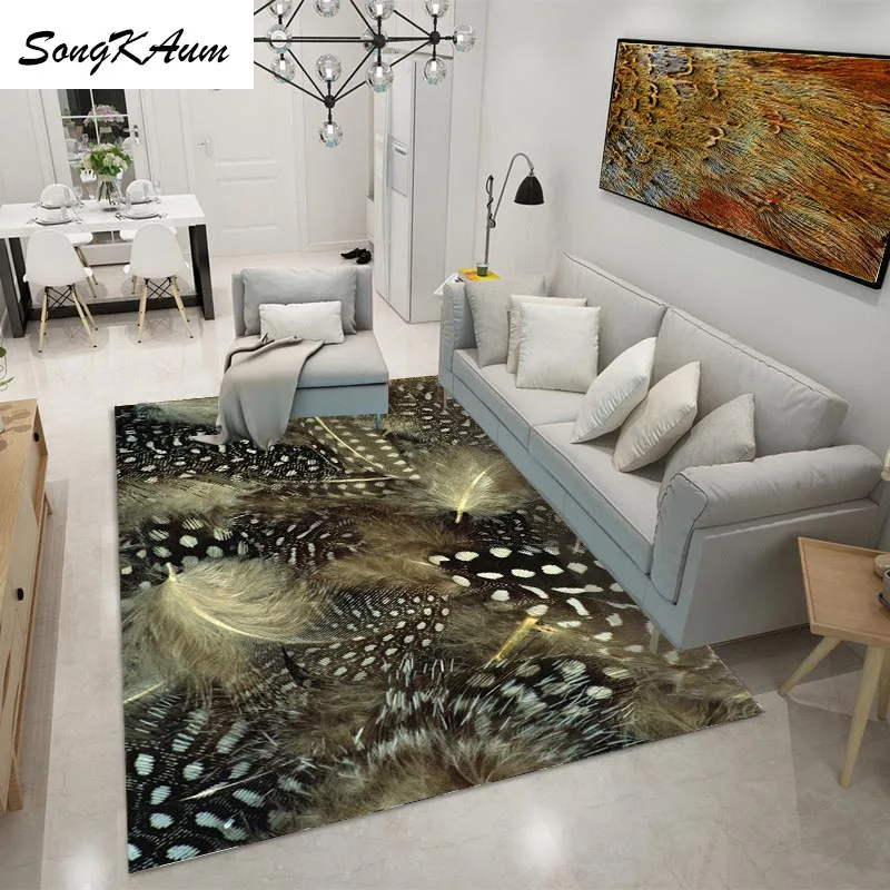 Оригинальные большие ковры SongKAum с перьями простые европейские Нескользящие