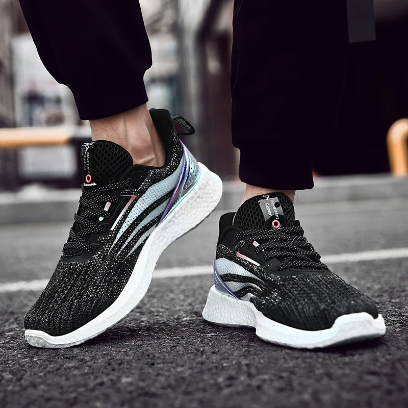 

Korean Version Summer New Running Men's Shoes Popcorn Bottom Casual Flying Woven Tide Wild Men Shoes Flywire Lace-Up Sneakers