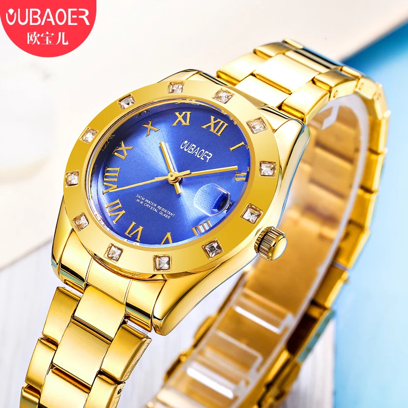 

2020 OUBAOER Fashion Women Watches Top Brand Luxury Quartz Stainless Steel Wristwatch Ladies Clock Calendar Relogio Feminino