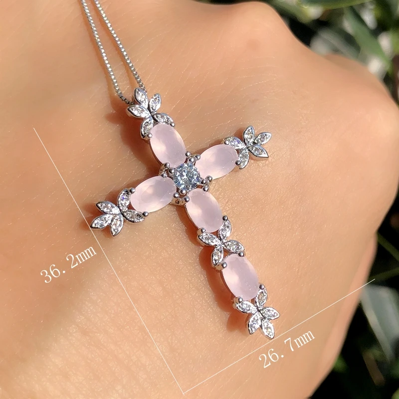 Роскошное ожерелье с разноцветным крестом для женщин круглый белый кубический