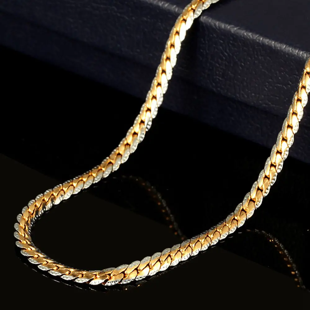 

Fashion Clavicle Chain Yellow Gold Filled Men Womens Two - Color Geometric Necklace