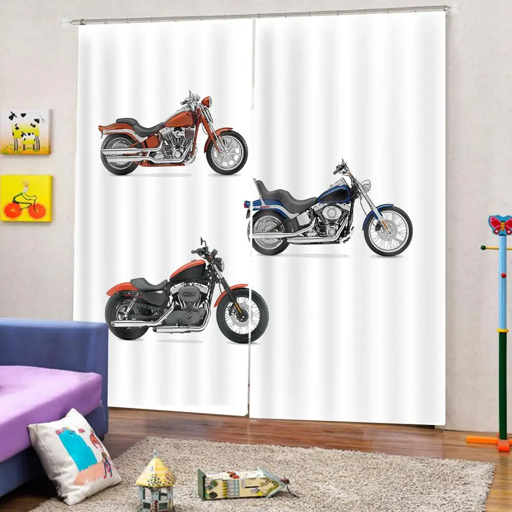 Индивидуальные мотоциклетные оконные занавески Иллюстрация трех мотоциклов