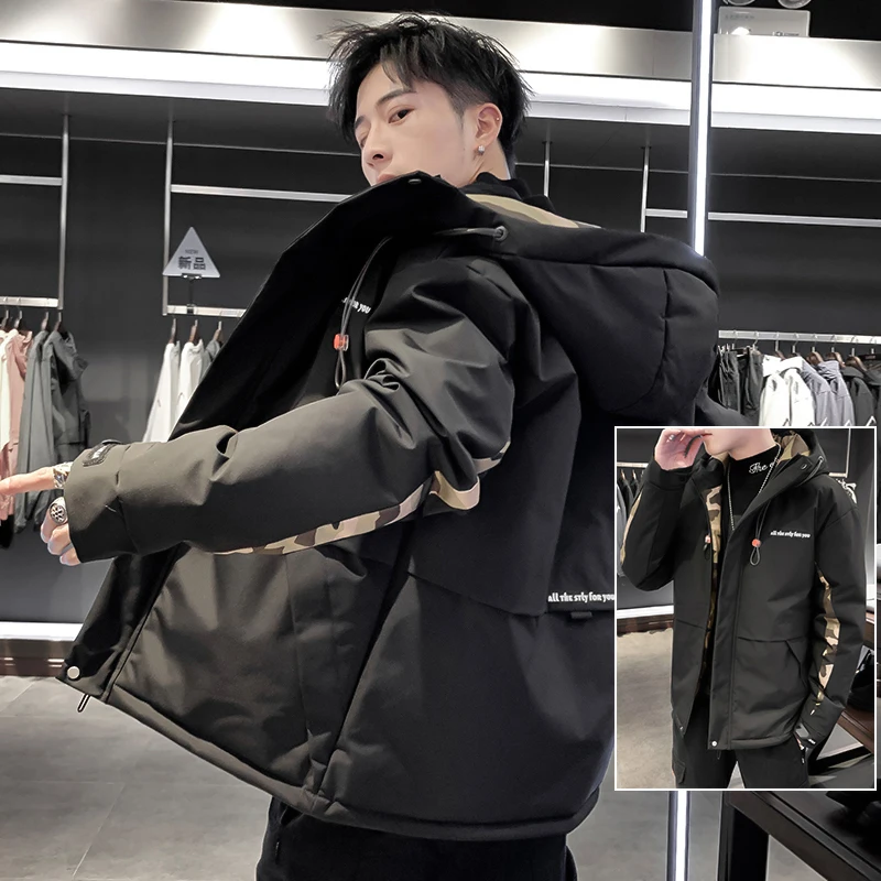 Мужской утепленный Тренч с капюшоном зимняя уличная одежда толстые теплые парки