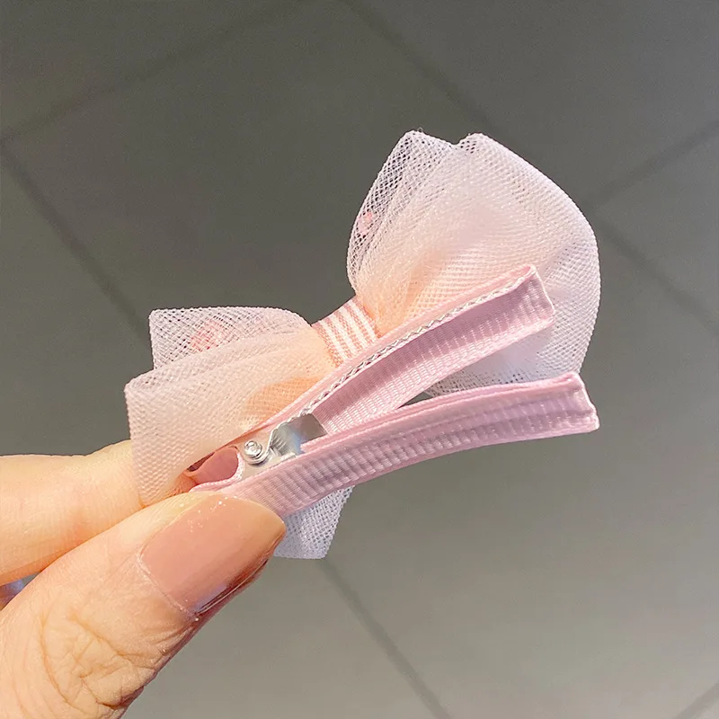

5pcs Cute Baby Kids Mesh Yarn Lace Hair Pins with Ribbon Wrap Children Girls Hairpins Organza Bow Hair Clips Hair Accessories