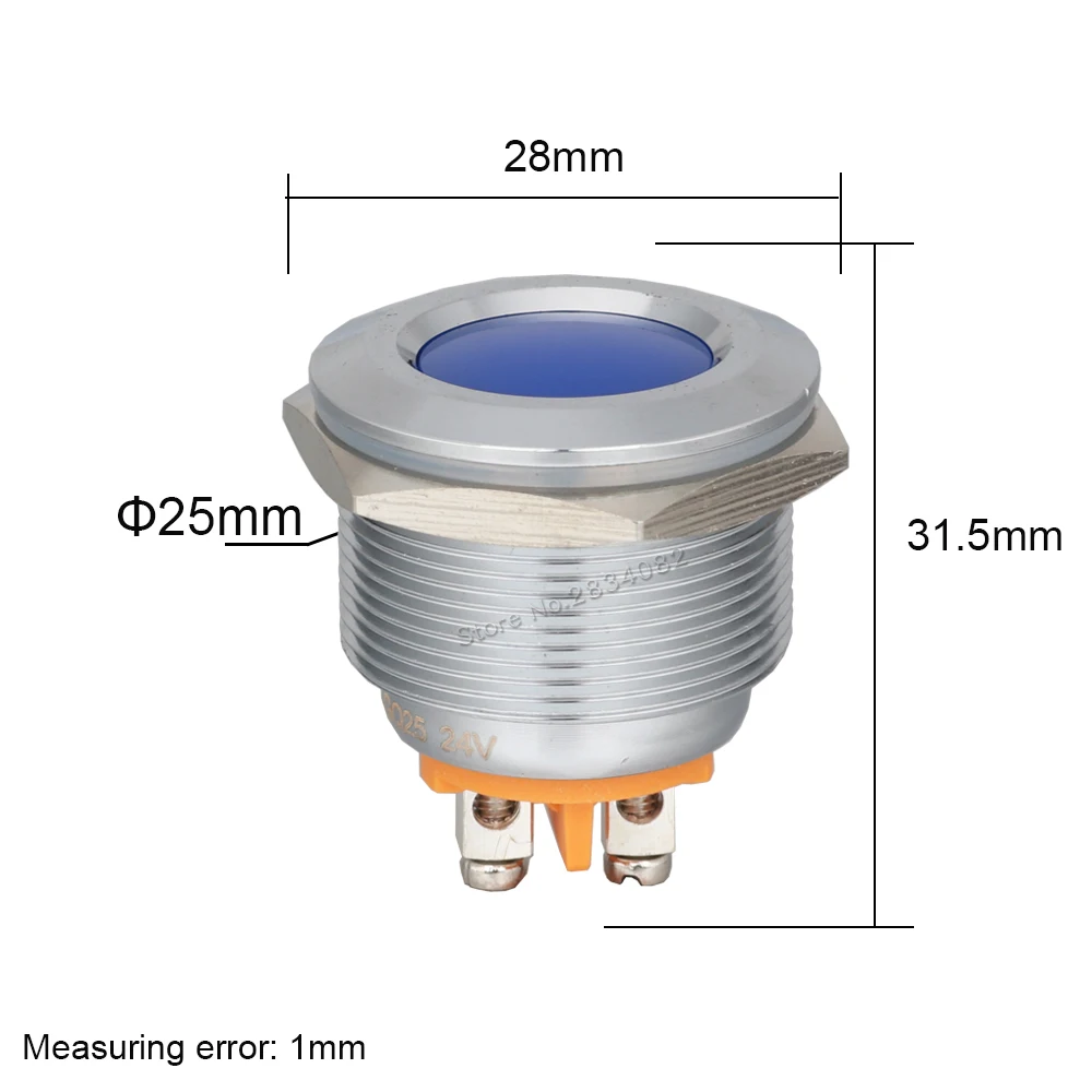 25 мм металлический индикатор светильник светодиодный сигнальная лампа