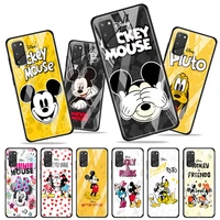 lovely disney mickey for samsung galaxy s20 fe ultra note 20 s10 lite s9 s8 plus luxury tempered glass phone case cover