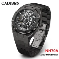 cadisen men watches mechanical automatic japan nh70a hollow out design watch men 100m waterproof brand luxury casual sport watch
