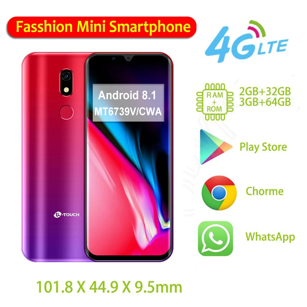 M16 Mini Android Сотовые телефоны MT6739V / CWA четыре ядра 32 ГБ/64 Гб ПЗУ отпечаток пальца