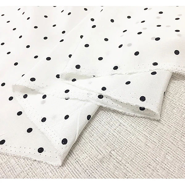 Белый фон длина волны Точка шелк креп де шин 100% шелковая ткань Классическая