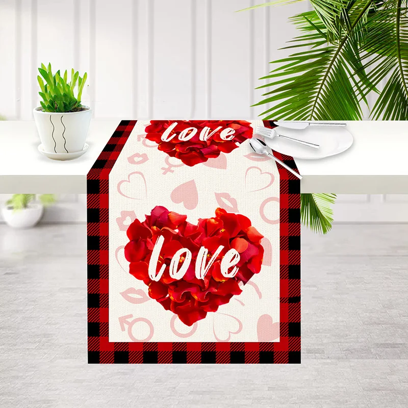 

1Pcs Valentines Day Table Red Love Heart Tablecloth Wedding Party Love Creative Romantic Desktop Decoration Table Cloth