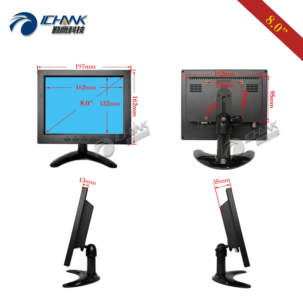 ZB080JN-262/8 дюймов 1024x768 4:3 портативный небольшой размер AV BNC HDMI VGA промышленный Медицинский микроскоп ПК монитор ЖК-экран