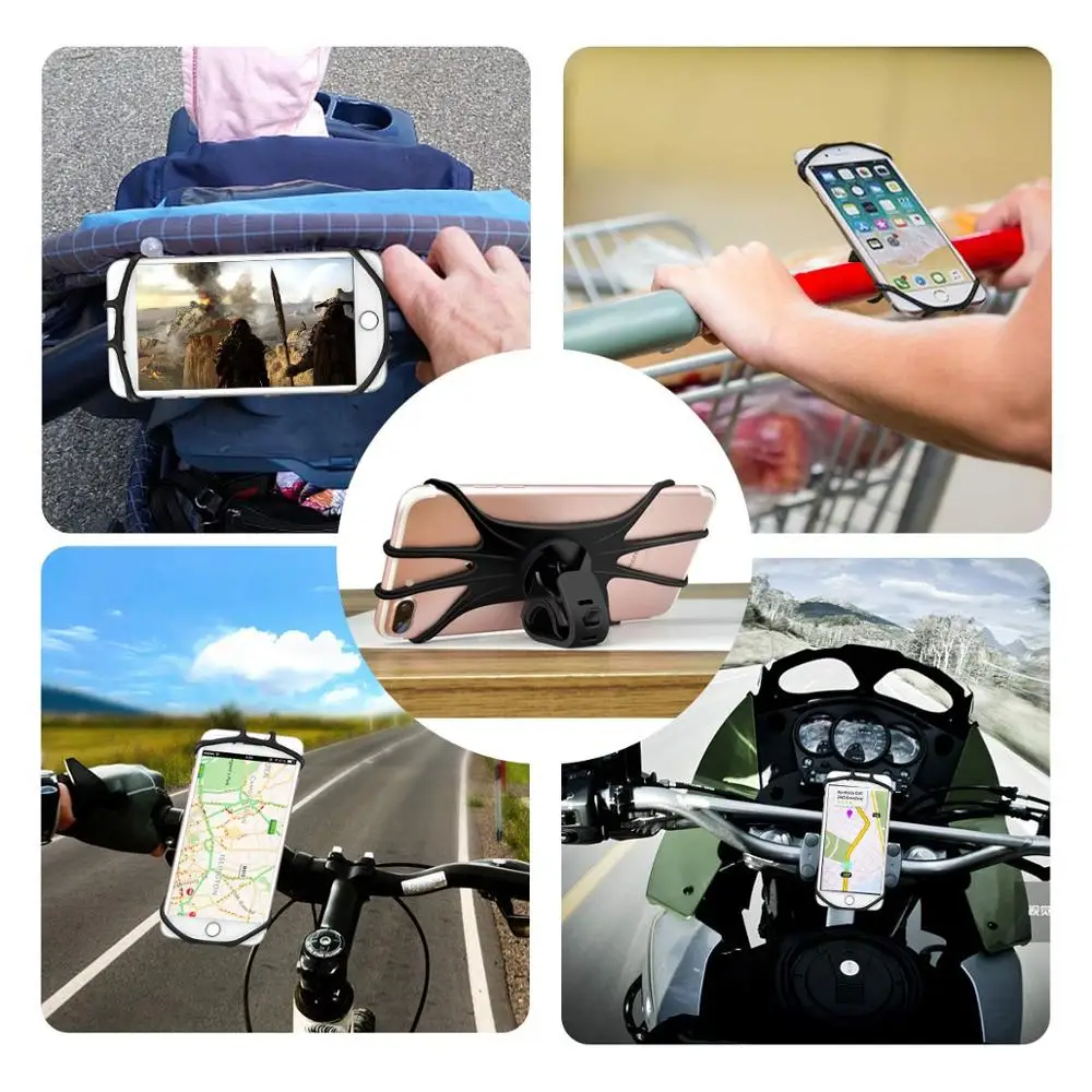 

Mobile Phone Mount Band Bike GPS Clip Stand for IPhone 11 Pro Max 6 7 8 Plus X Xr Xs Universal Silicone Bicycle Phone Holder