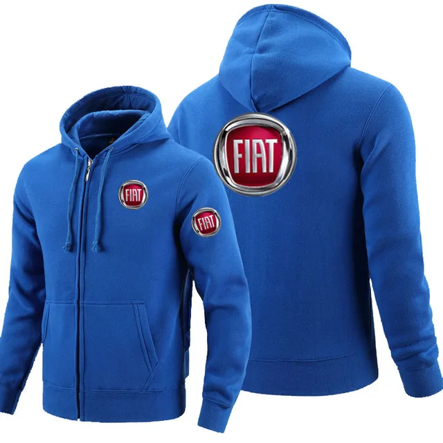 

Winter Autumn Hoodies Men FIAT Logo Print Casual zipper Long Sleeve Hooded Sweatshirts Mens zipper Jacket Hoody
