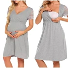 Платья для беременных 5 # для кормящих женщин, кружевное платье-свитер, Повседневное платье для беременных с v-образным вырезом, размера плюс