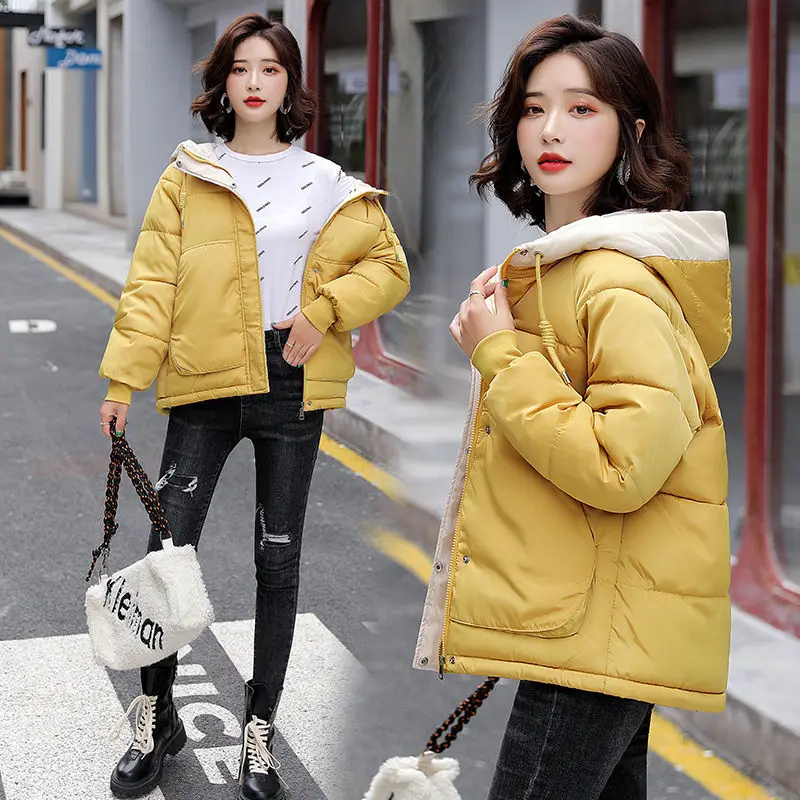 

Pop Pop Autumn And Winter Cotton Jacket Women Parkas Thickened Student Bread Jacket Padded Coat Female Casual Hooded Outerwear