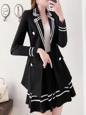 

Женский костюм с юбкой, повседневный высококачественный черный костюм с юбкой, костюм из двух предметов, Женская рабочая одежда, лето