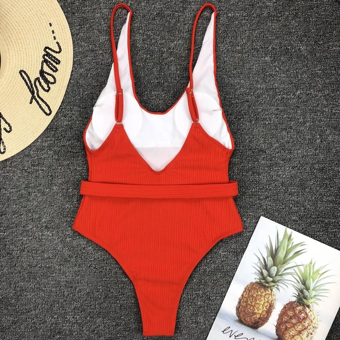 

Fashion Women Summer One-Pieces Swimsuit Solid Color Bikini Female Conservative Swimwear Girls Polyester Beach Clothes