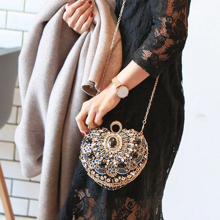 Уникальный дизайнерский акриловый клатч модные в форме сердца жемчужная цепочка