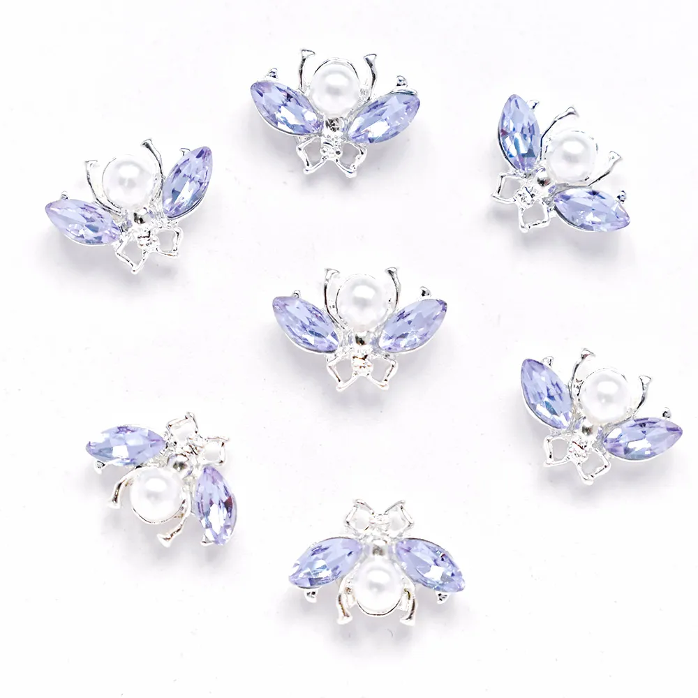 100 шт./лот жемчужный Хрустальный гвоздик в форме паука/пчелы золотистый