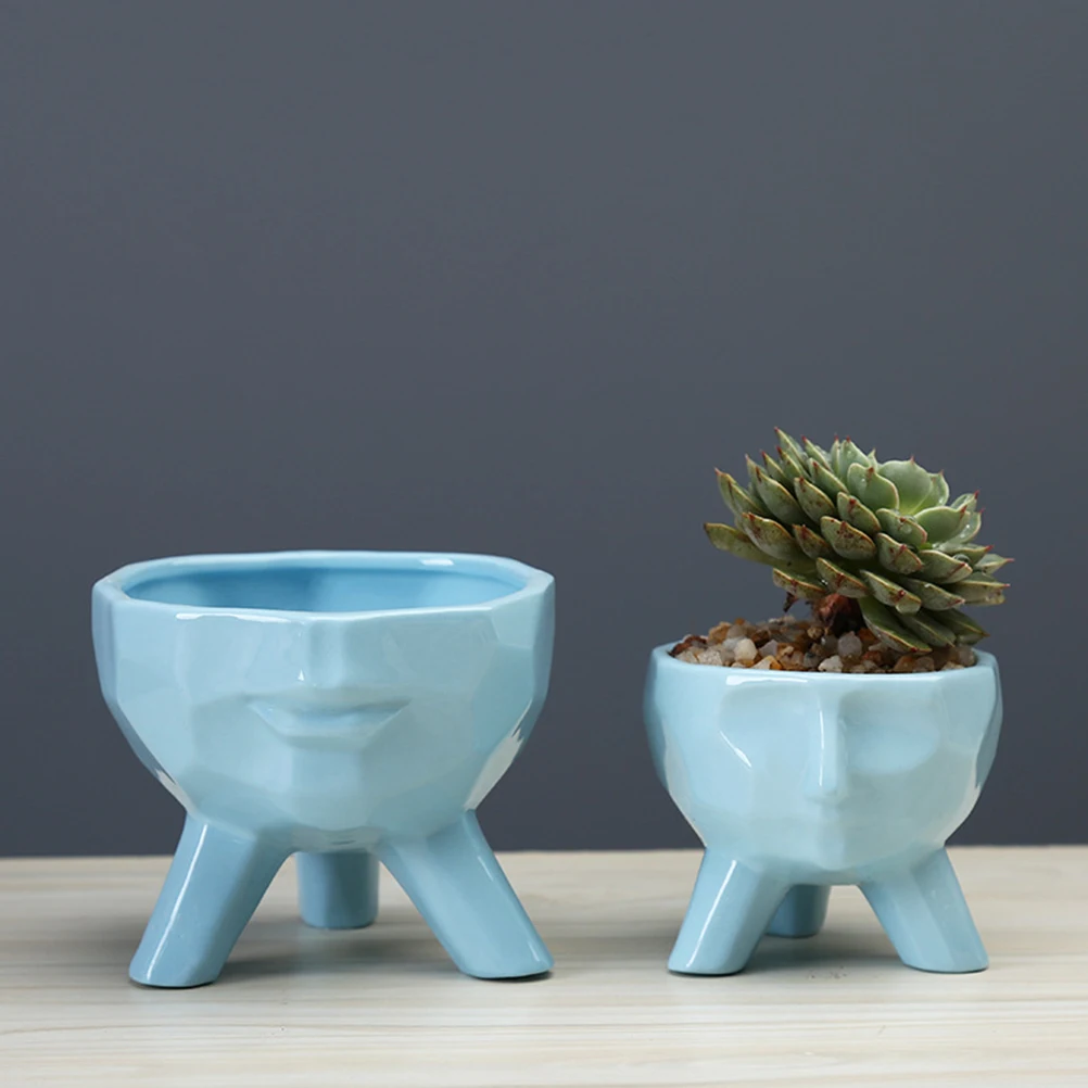 1 шт. белый цветочный горшок для суккулентных растений Креативный лица человека