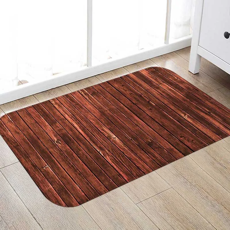 Brown wood bars Flannery printing Anti-Slip absorbent home mat