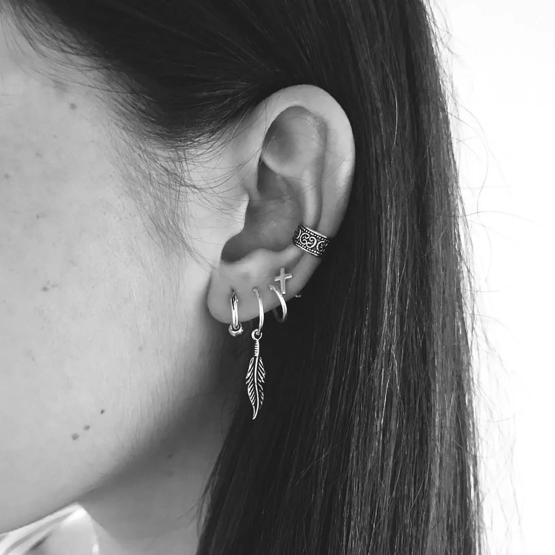 Серебряный Цвет крест листья серьги гвоздики в богемном стиле Вечерние модные