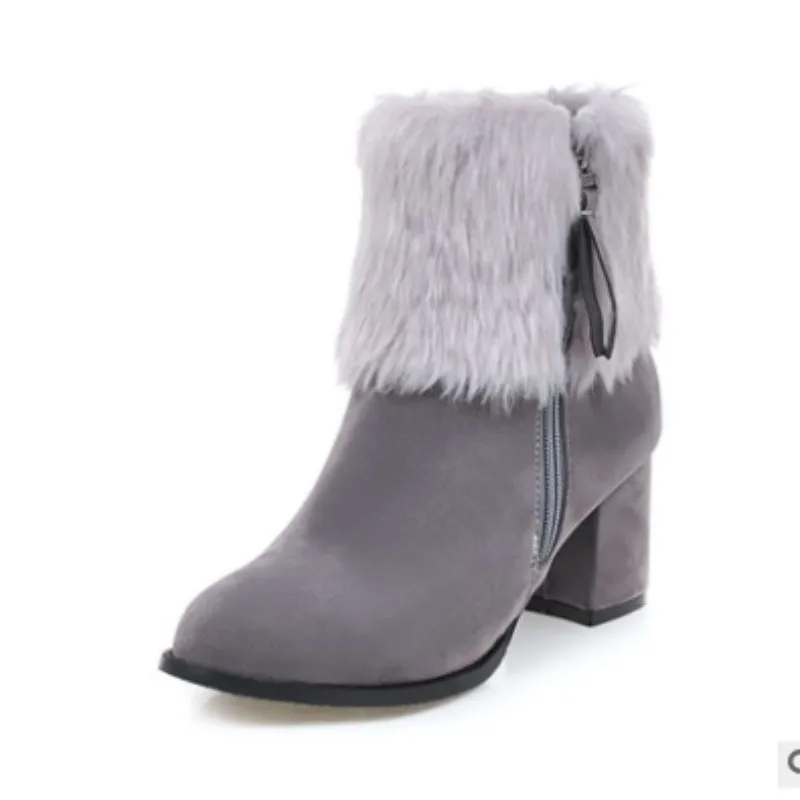 Женские зимние ботинки на молнии короткие ботильоны больших размеров 45 Высоком
