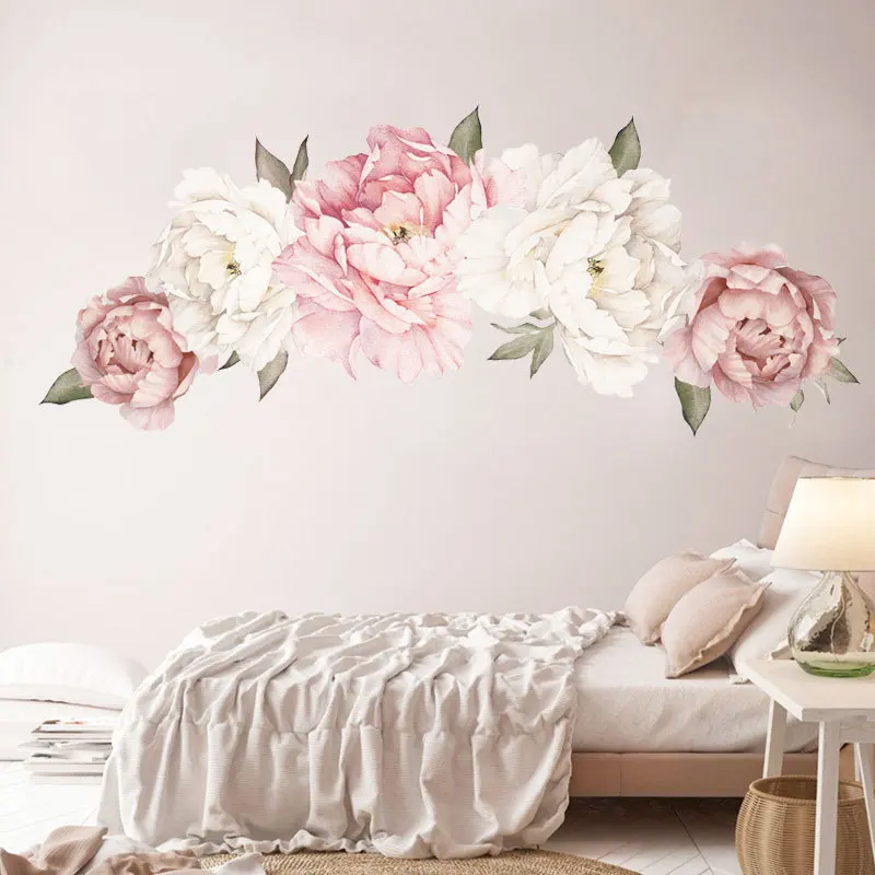 

Large Peony Flower Wall Art Sticker Home Backgruond Living Room DIY Decals