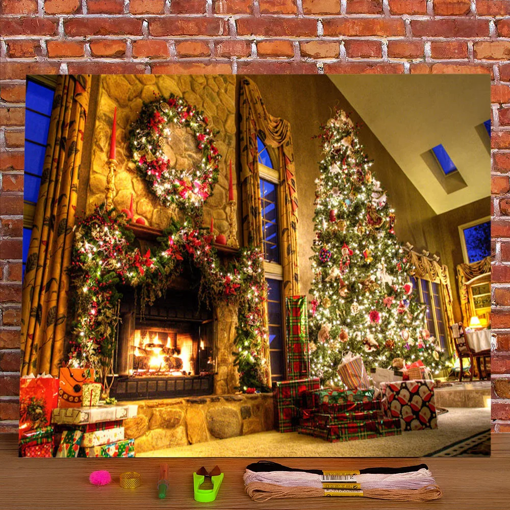 

Christmas Tree Colorful Printed 11CT Cross-Stitch Set DIY Embroidery DMC Threads Handmade Sewing Handiwork Jewelry