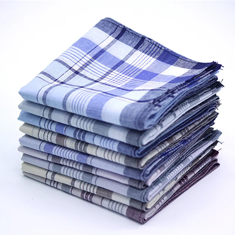 

12Pcs Classic Vintage Plaid Stripe Handkerchief Hanky Men Pocket Squares Cotton Business Casual Chest Towel Hankies Scarves22