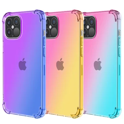Чехол для Apple iphone 12 Pro Max мягкий прозрачный защитный чехол из ТПУ с градиентом 12Max