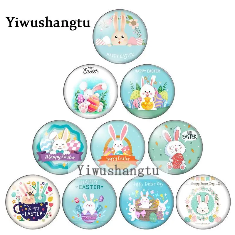 

Счастливая Пасха весеннее яйцо кролика 18 мм/20 мм/25 мм круглый фото стекло кабошон демонстрация с плоской задней стороной изготовление ZB0543