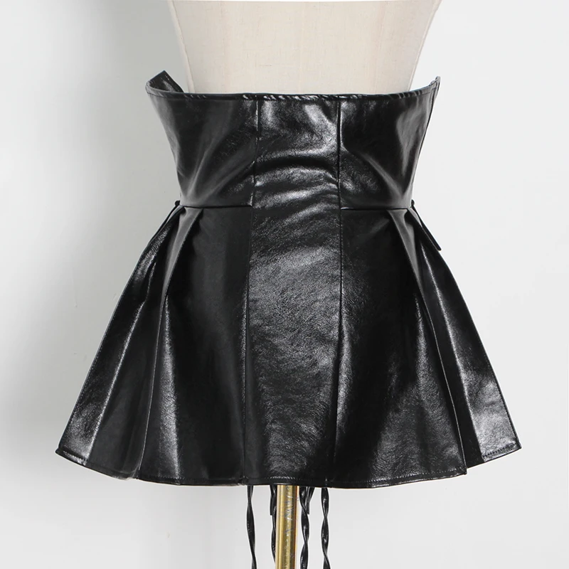 TWOTWINSTYLE Black PU Leather Belt For Female High Waist Cross Lace Up Bowknot Casual Elegant Belts Women 2020 Fashion New Tide