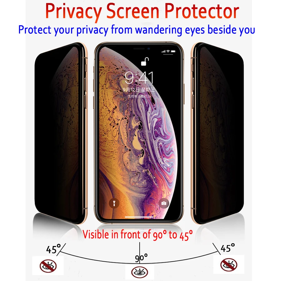Пленка для защиты конфиденциальности защита экрана iPhone X Xr Xs Max XAnti-peep защитный