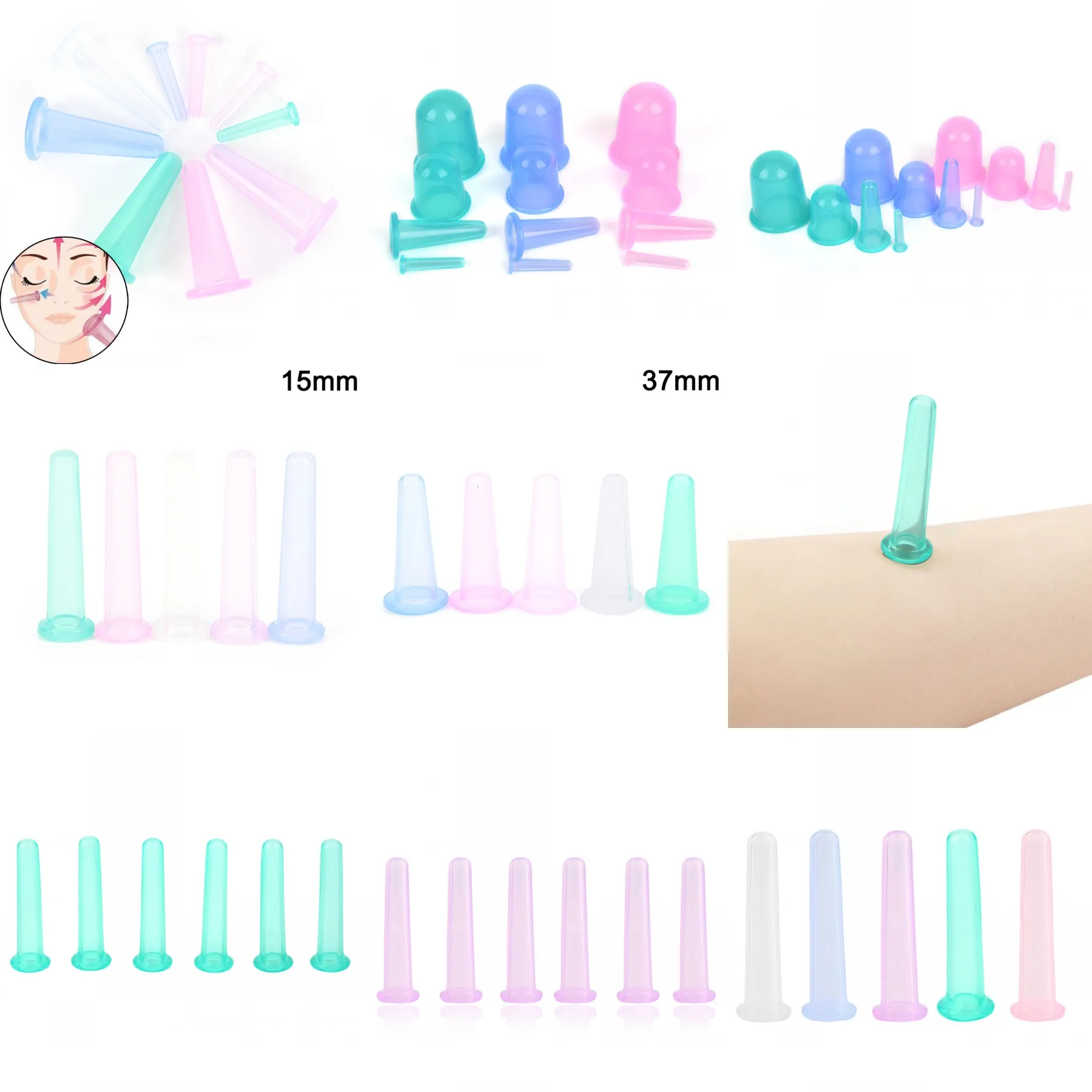 1/4 шт./компл. силиконовый массажер для глаз лица Вакуумная чашка с антицеллюлитом