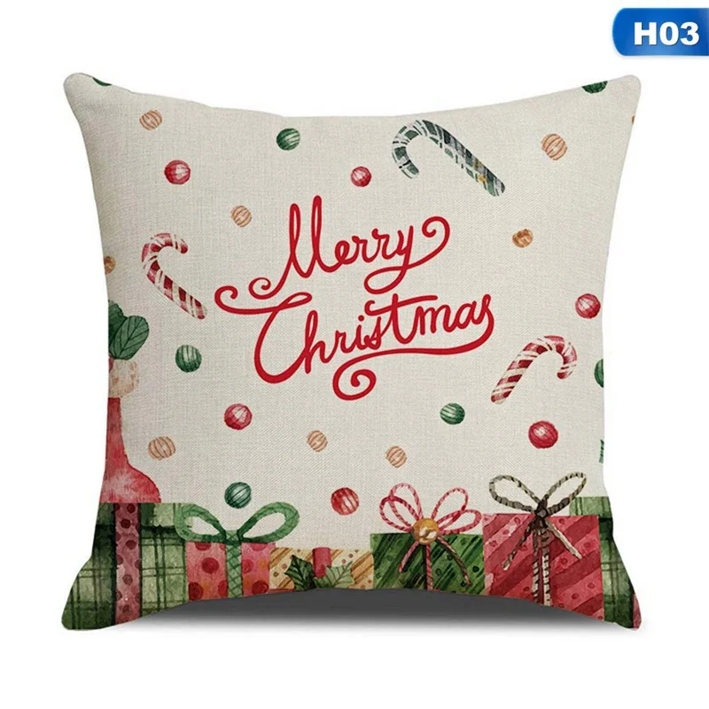 

Vintage Cotton Linen Christmas Pillow Case Sofa Throw Cushion Cover Gifts for Xmas Home Decor Christmas Pillow Covers