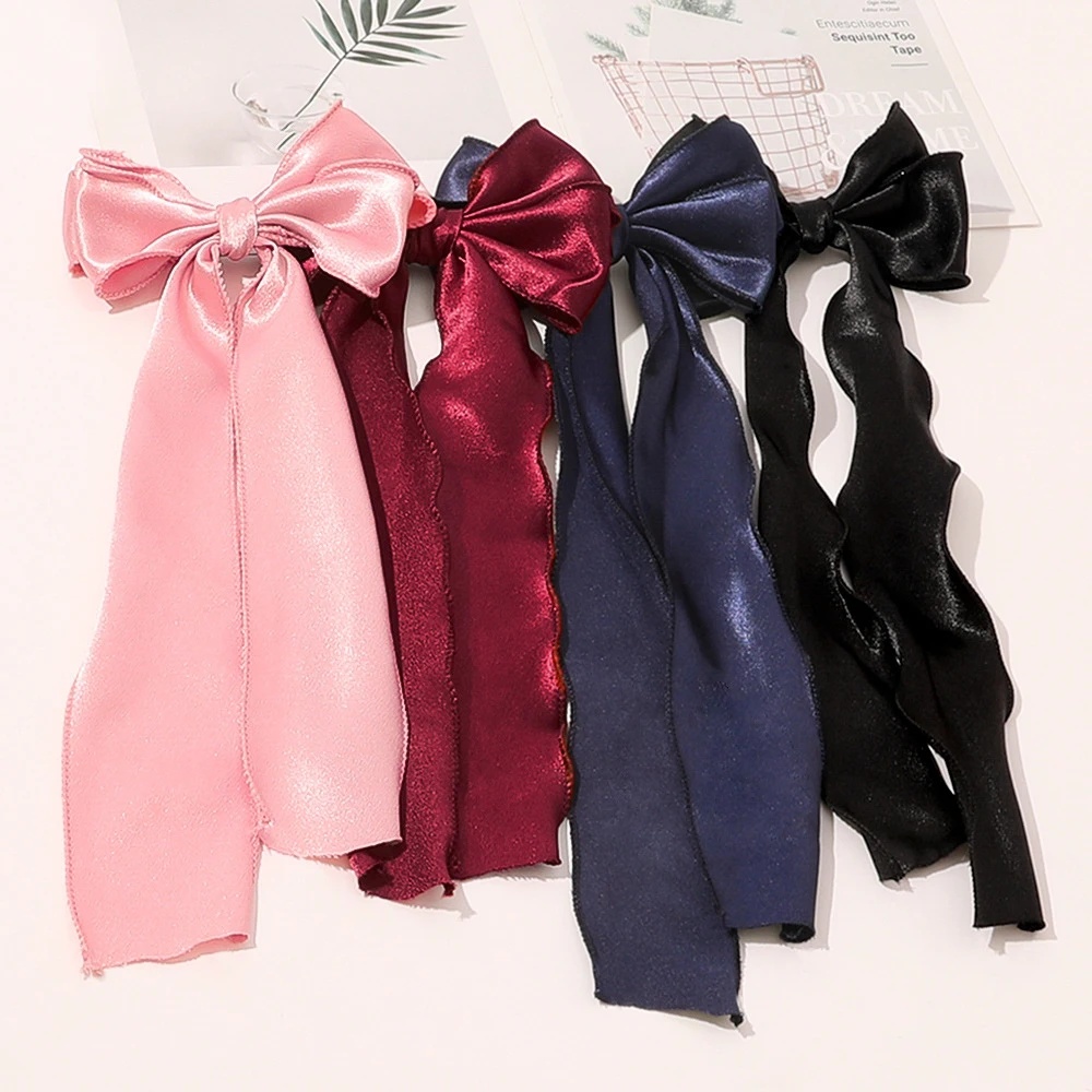 

2021 New Spring Satin Girls Bow Hair Band Trendy Ribbon Hairpin Temperament Ribbon Bow Ladies Headwear Hair Accessories