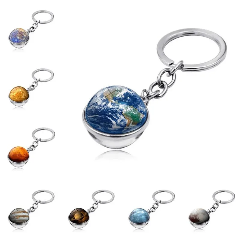 1pcs Hot Selling Keychain Glass Ball Pendant Men Women Christmas Gift Double Side Car Key Chain Decoration | Автомобили и