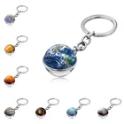 1 @ # брелок для ключей от автомобиля с солнечной системой, брелок для ключей с планетами, Галактикой, Туманностью, космосом, луной, землей, Марсом, художественное изображение, двухсторонний стеклянный шар