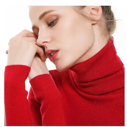 

European and American autumn and winter new pile high neck warm sweater women elegant slim pullover sweater size