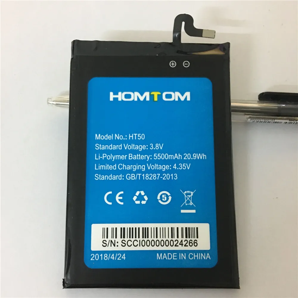 Для HOMTOM HT50 батарея 5500mAh Мобильный телефон Высокое качество долгое время в режиме