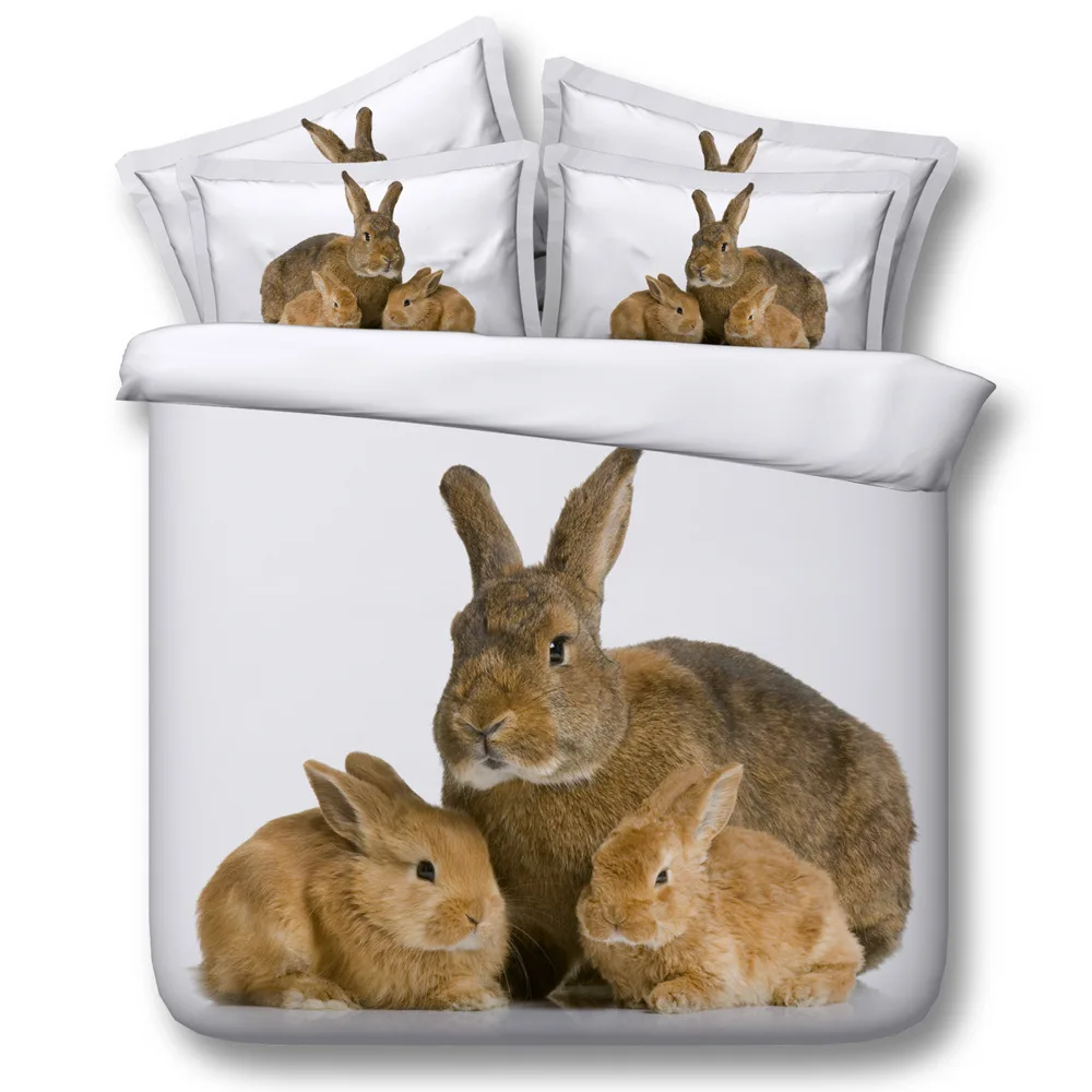 Комплект постельного белья с изображением животных Белый 3D пододеяльник