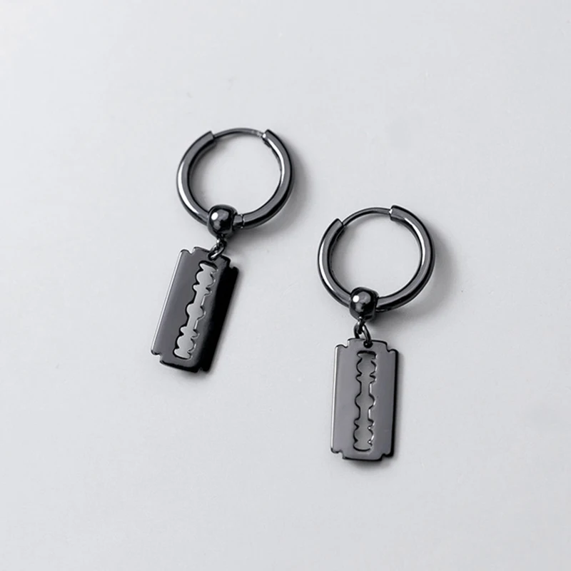 

Trustdavis Authentic 925 Sterling Silver Personality Blade Pendant Hoop Earrings For Women Wedding Party Fine S925 Jewelry DA168