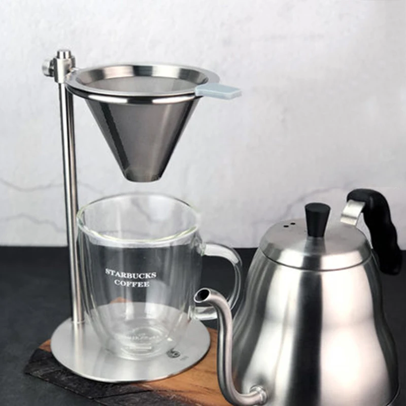 Кофейная капельная стойка из нержавеющей стали двухслойный фильтр легко