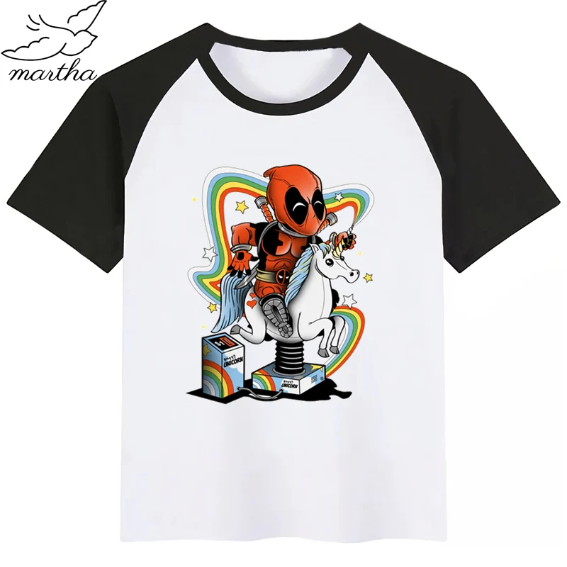 Футболка с принтом Dead Pool забавная одежда Детская летняя футболка модная детская