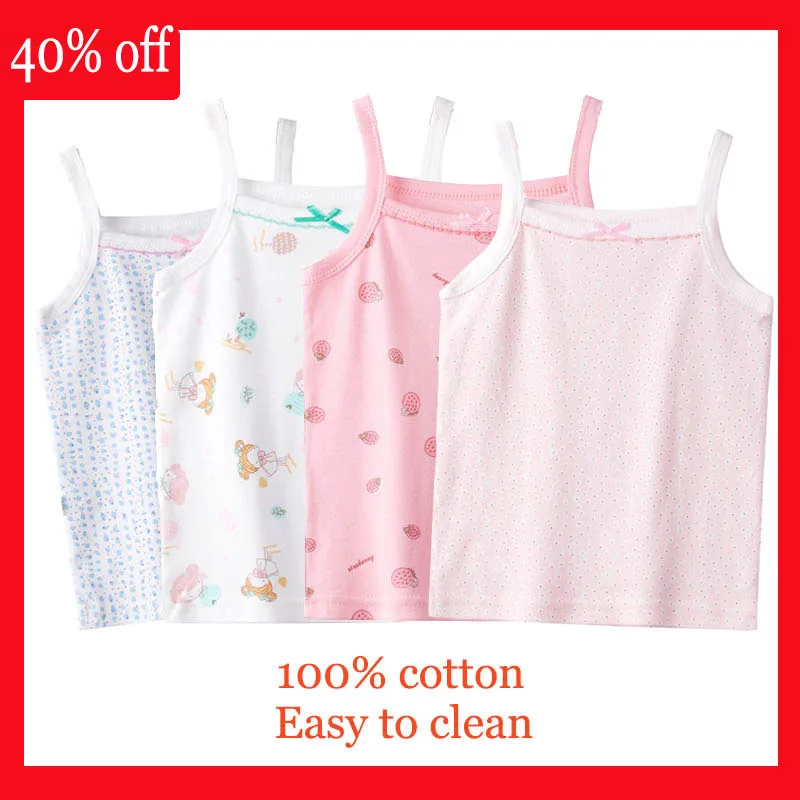 Топы для девочек хлопковые майки Детская летняя рубашка с мультяшным рисунком