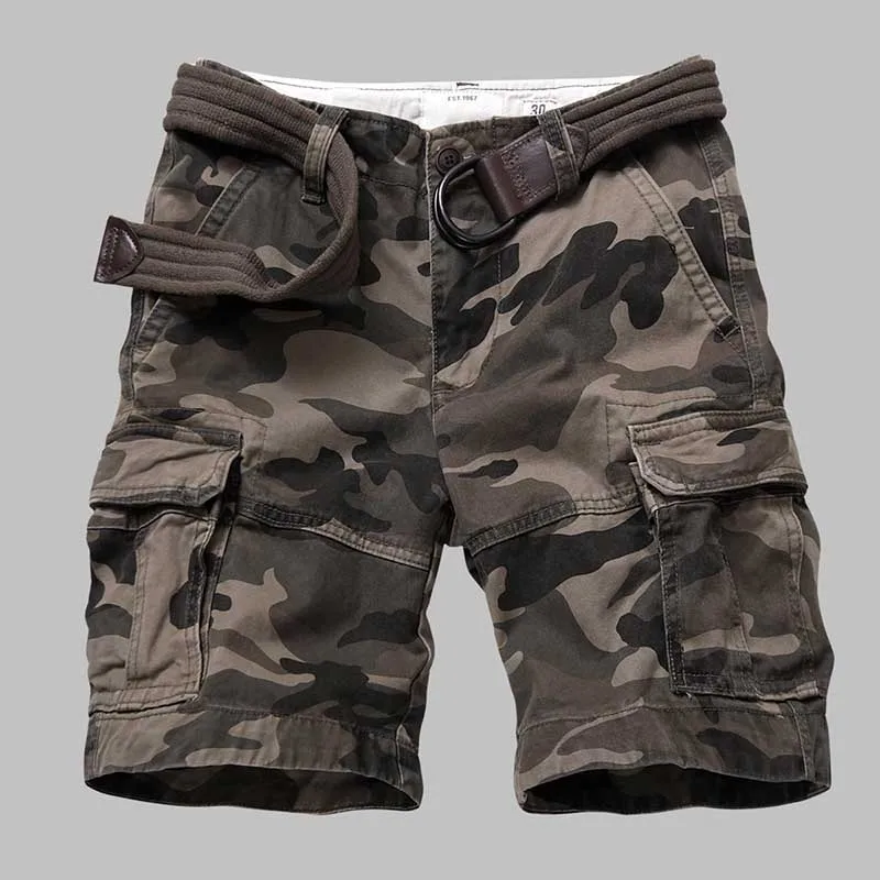 Gray Camouflage Высококачественные камуфляжные шорты Карго, мужские повседневные пляжные шорты в армейском стиле, Свободные мешковатые шорты с карманами, мужская одежда - Цвет: Gray Camouflage